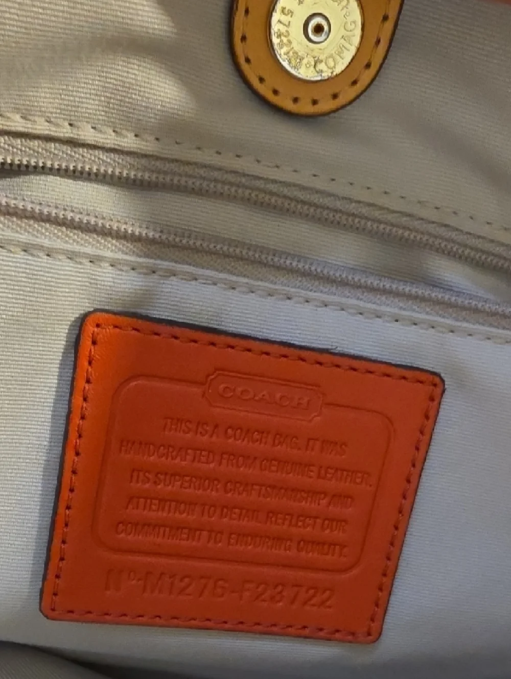 Coach Orange Patent Leather Shoulder Bag with Charm - Picture 2 of 5